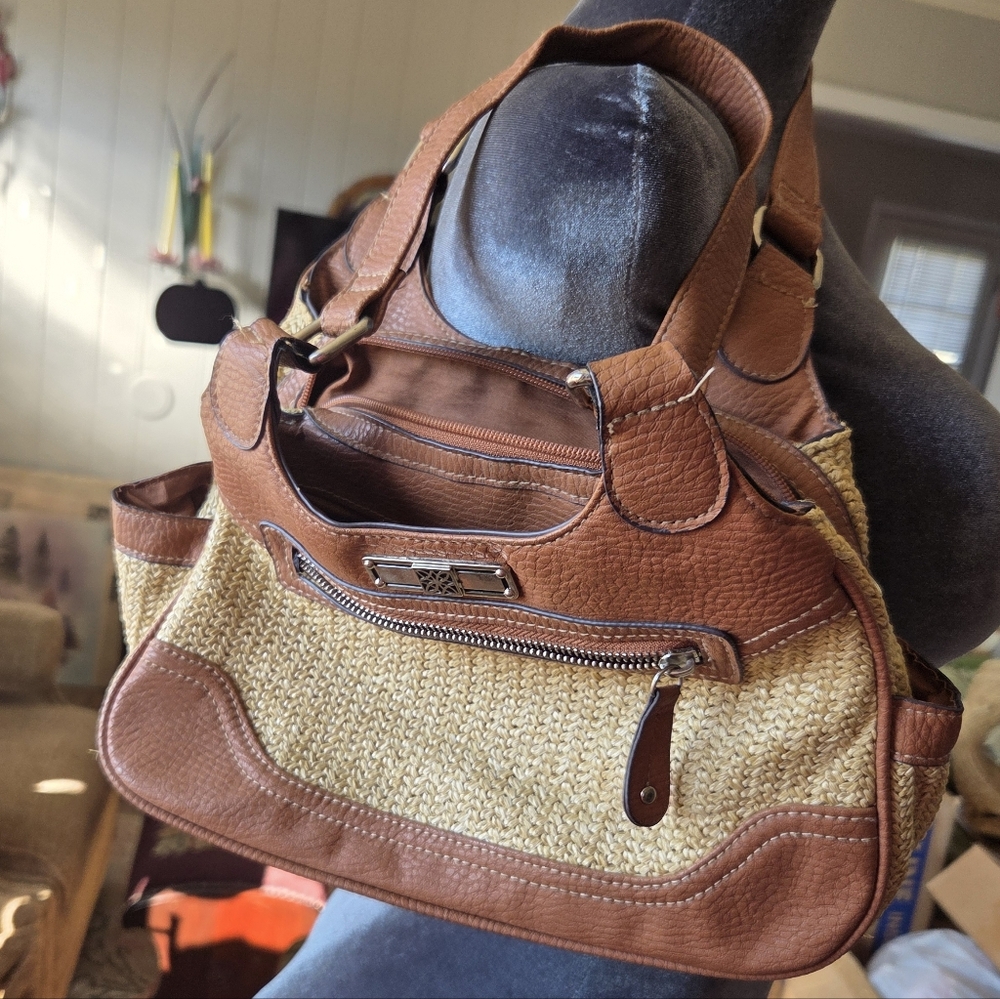 Vintage Brown and Tan Women's Handbag